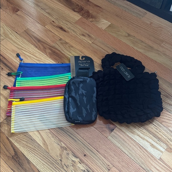 Assorted Handbags - NWT Apana Belt Bag Camo NWT Planet Gold Hobo Black 4 NWOT Mesh Cosmetic Bags